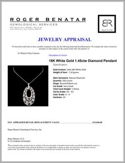 18K White Gold 1.45ctw Diamond Pendant