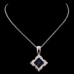 18K Two Tone 0.91ct Sapphire & 0.25ct Diamond Pend