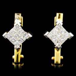 18K Gold 1.00ctw Diamond Earrings