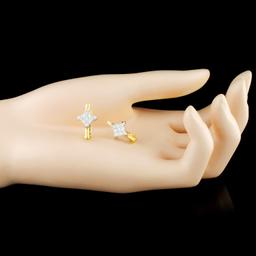 18K Gold 1.00ctw Diamond Earrings