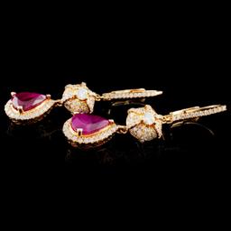 18K Gold 2.68ctw Ruby & 0.83ctw Diamond Earrings