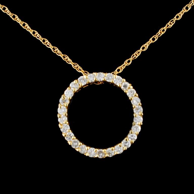 14K Gold 0.73ctw Diamond Pendant