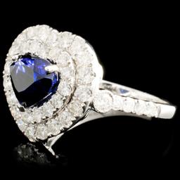 18K Gold 2.55ct Sapphire & 1.80ctw Diamond Ring