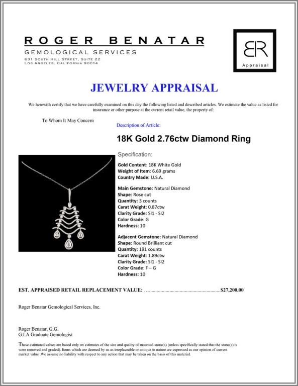 18K Gold 2.76ctw Diamond Pendant