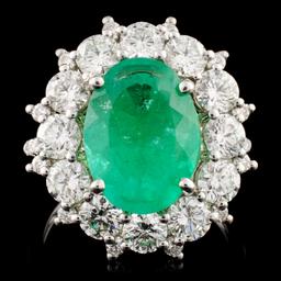 18K Gold 3.72ct Emerald & 2.61ctw Diamond Ring