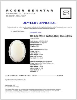 18K Gold 22.53ct Opal & 1.68ctw Diamond Ring