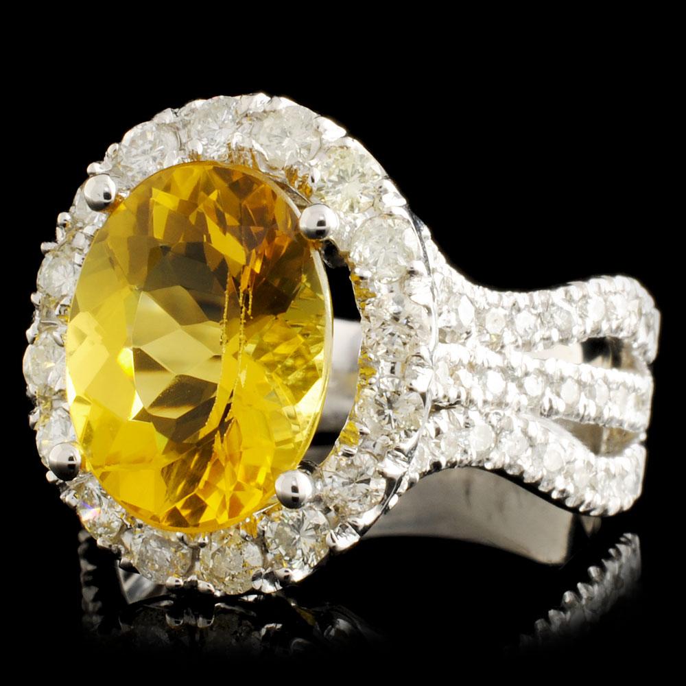 14K Gold 3.49ct Beryl & 1.35ctw Diamond Ring