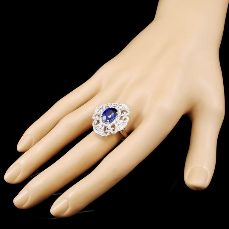 14K Gold 3.51ct Sapphire & 1.15ctw Diamond Ring