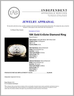 18K Gold 0.43ctw Diamond Ring