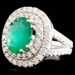 14K Gold 3.69ct Emerald & 2.32ctw Diamond Ring