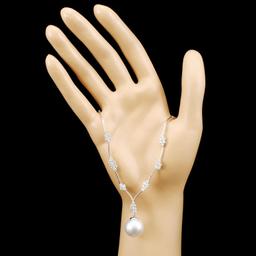 18K Gold 14MM Pearl & 1.82ctw Diamond Necklace