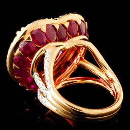 18K Gold 16.47ct Rubellite & 1.76ctw Diamond Ring