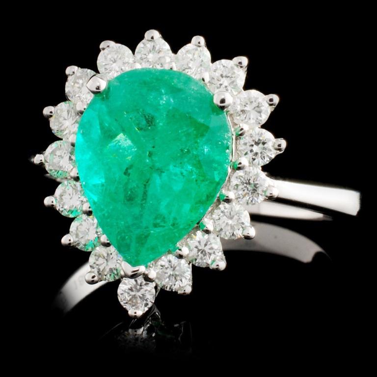 18K Gold 2.32ct Emerald & 0.56ctw Diamond Ring