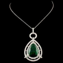 18K Gold 10.81ct Emerald 2.18ctw Diamond Pendant