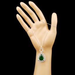 18K Gold 10.81ct Emerald 2.18ctw Diamond Pendant