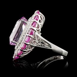 18K Gold 10.25ct Kunzite & 0.72ct Diamond Ring