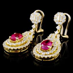 18K Gold 1.91ctw Ruby & 2.52ctw Diamond Earrings