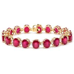 14k Gold 45.00ct Ruby & 1.00ct Diamond Bracelet