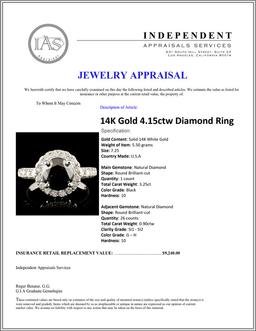 14K Gold 4.15ctw Diamond Ring