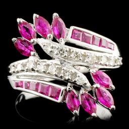 18K Gold 1.30ct Ruby & 0.18ctw Diamond Ring