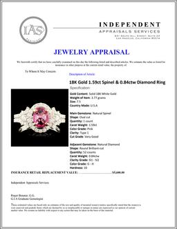 18K Gold 1.59ct Spinel & 0.84ctw Diamond Ring