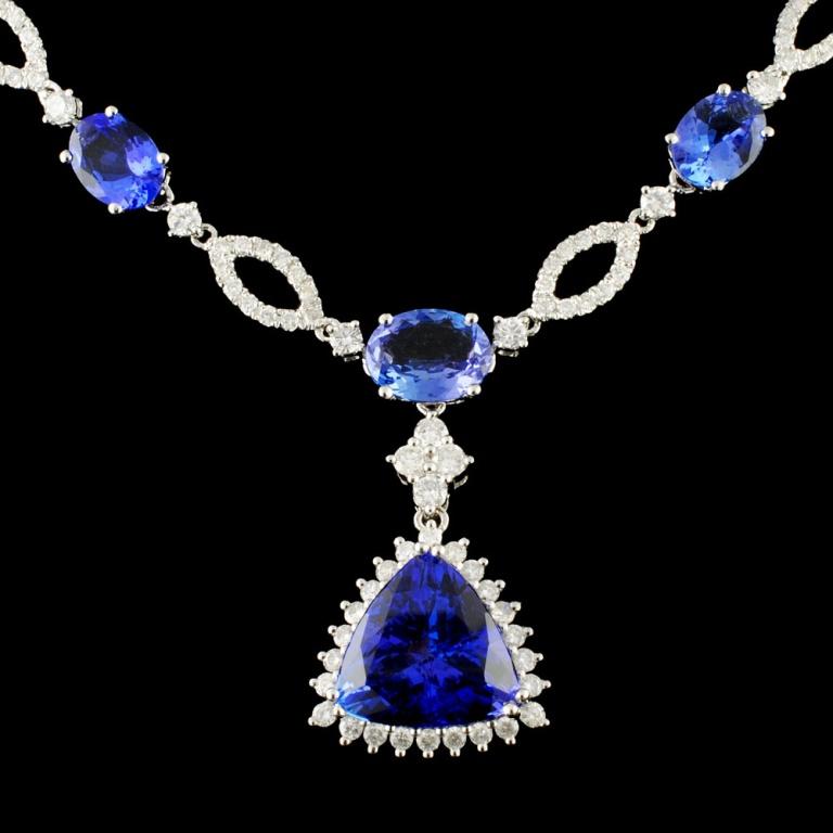 18K Gold 15.47ct Tanzanite & 2.37ctw Diamond Neckl