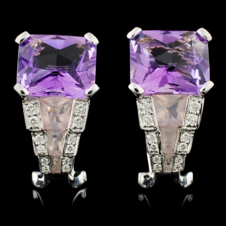 18K White Gold 11.39ct Amethyst & 0.21ct Diamond E