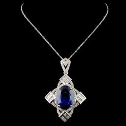 18K White Gold 12.43ct Tanzanite & 1.67ct Diamond