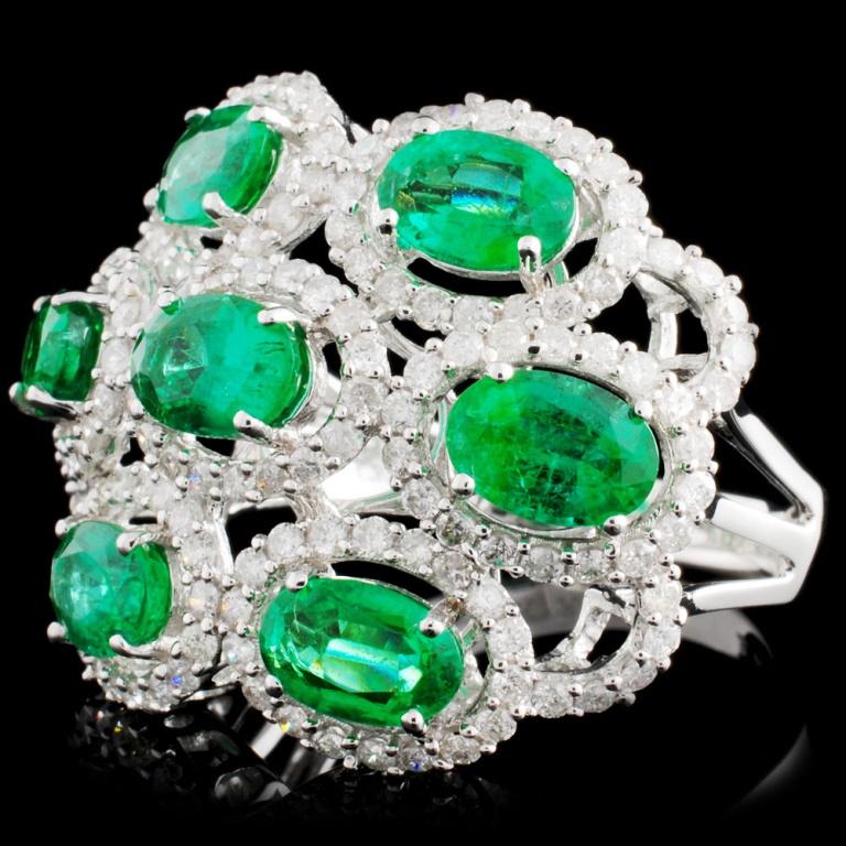 18K Gold 2.80ctw Emerald & 1.07ctw Diamond Ring