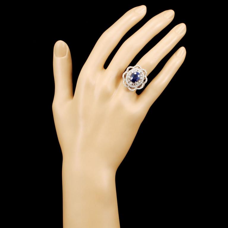 18K Gold 4.03ct Sapphire & 1.67ctw Diamond ring