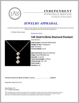 14K Gold 0.25ctw Diamond Pendant