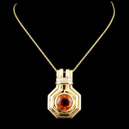 14K Gold 2.50ct Citrine & 0.12ctw Diamond Pendant