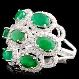 14K Gold 3.20ct Emerald & 1.06ctw Diamond Ring