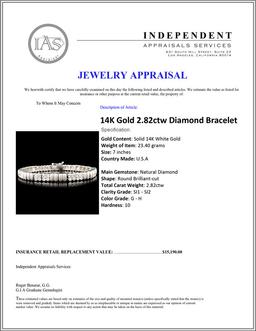 14K Gold 2.82ctw Diamond Bracelet