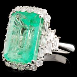 18K Gold 9.32ct Emerald & 1.31ctw Diamond Ring