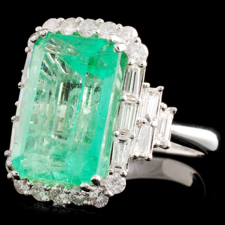 18K Gold 9.32ct Emerald & 1.31ctw Diamond Ring