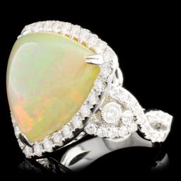 18K Gold 9.32ct Opal & 1.25ctw Diamond Ring