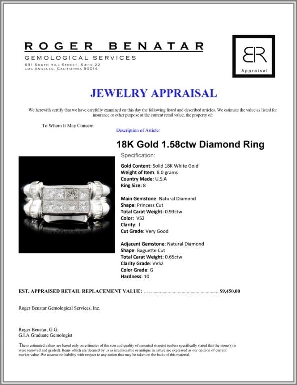 18K Gold 1.58ctw Diamond Ring