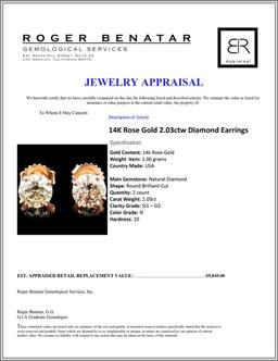 14K Rose Gold 2.03ctw Diamond Earrings