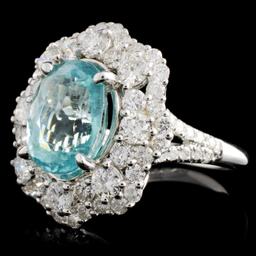 18K Gold 4.30ct Paraiba & 2.05ctw Diamond Ring