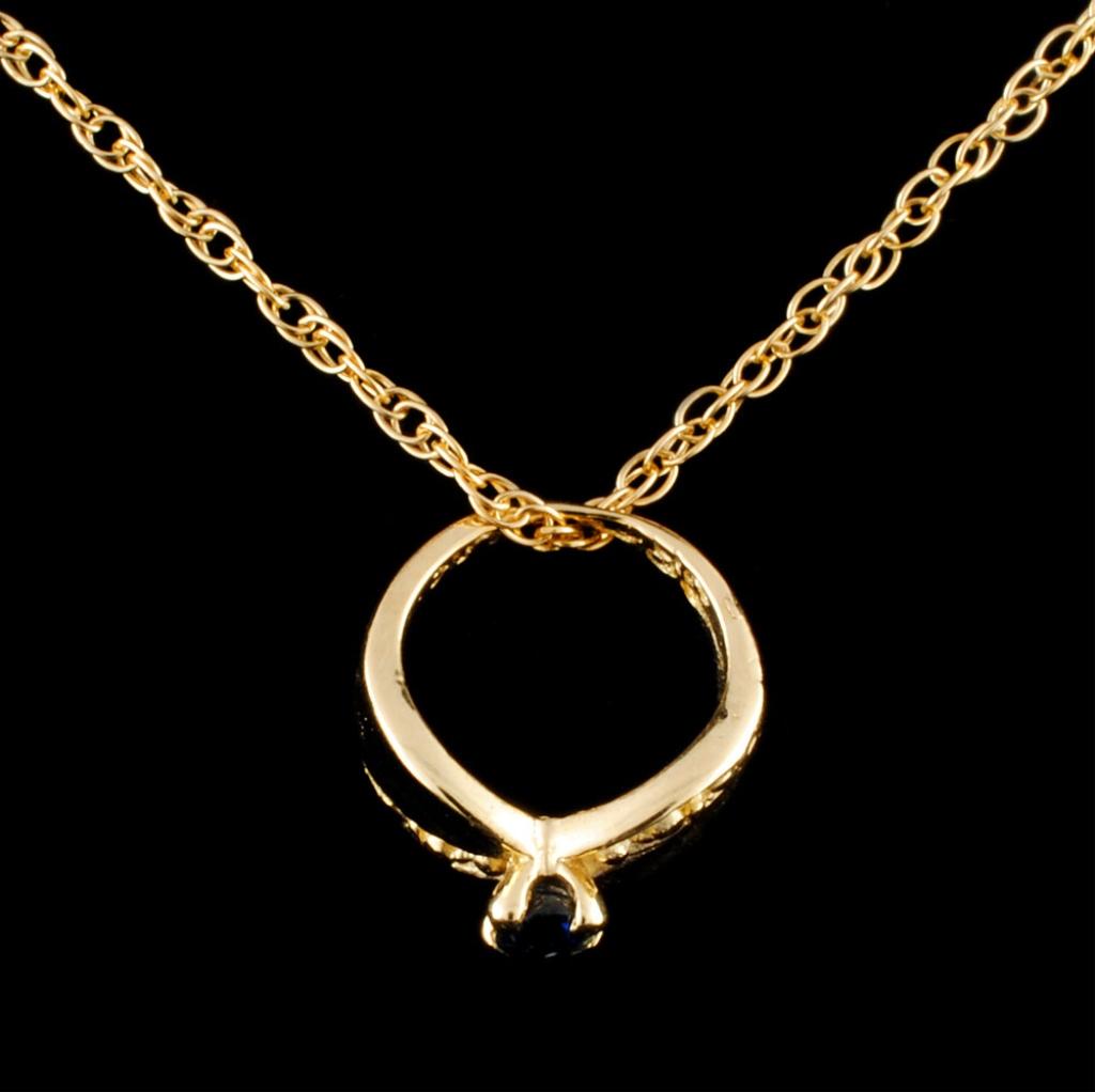 14K Gold 0.07ctw Sapphire Pendant