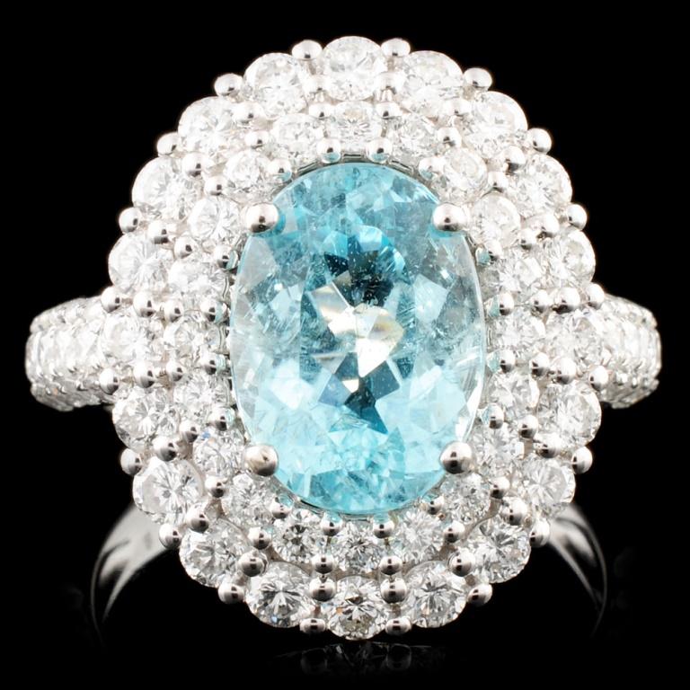 18K Gold 2.78ct Paraiba Tourmaline & 1.88ctw Diamo