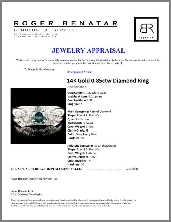 14K Gold 0.85ctw Diamond Ring