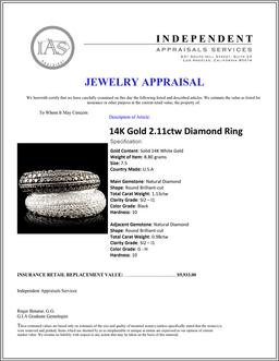 14K Gold 2.11ctw Diamond Ring