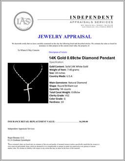 14K Gold 0.69ctw Diamond Pendant