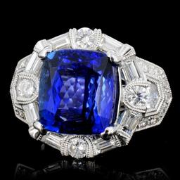 18K Gold 7.65ct Tanzanite & 1.76ct Diamond Ring