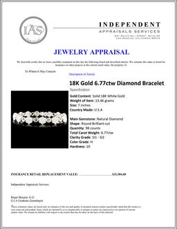 18K Gold 6.77ctw Diamond Bracelet