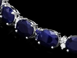 14k Gold 37.50ct Sapphire & 0.60ct Diamond Bracel