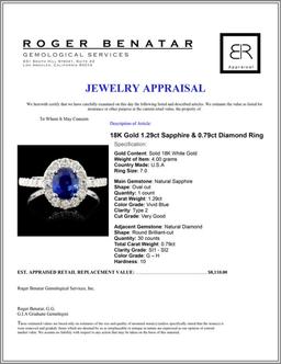 18K Gold 1.29ct Sapphire & 0.79ct Diamond Ring