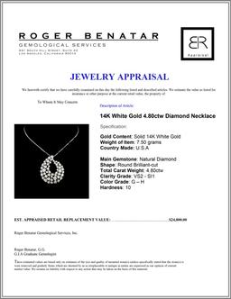 14K White Gold 4.80ctw Diamond Necklace